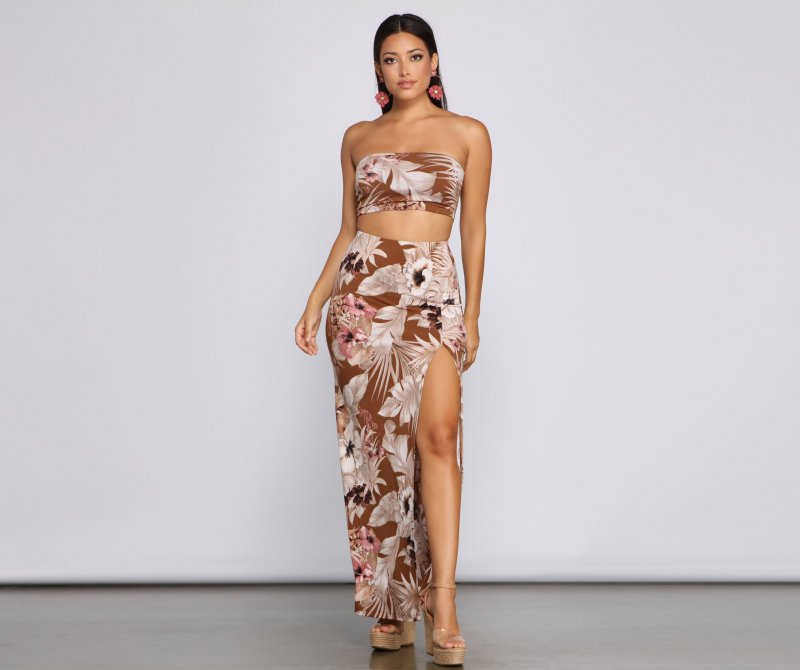 TableClothsUs Tropical Palm Leaf Tube Top