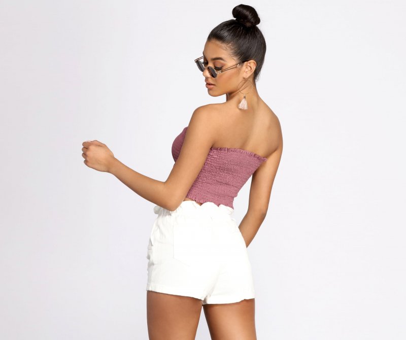 TableClothsUs Smocked Tie Front Tube Top