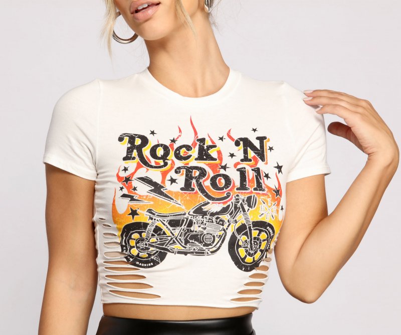 TableClothsUs Slashed Rock N' Roll Tee Shirt