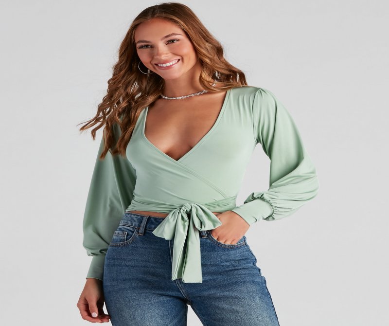 TableClothsUs Slinky Knit Wrap Front Top