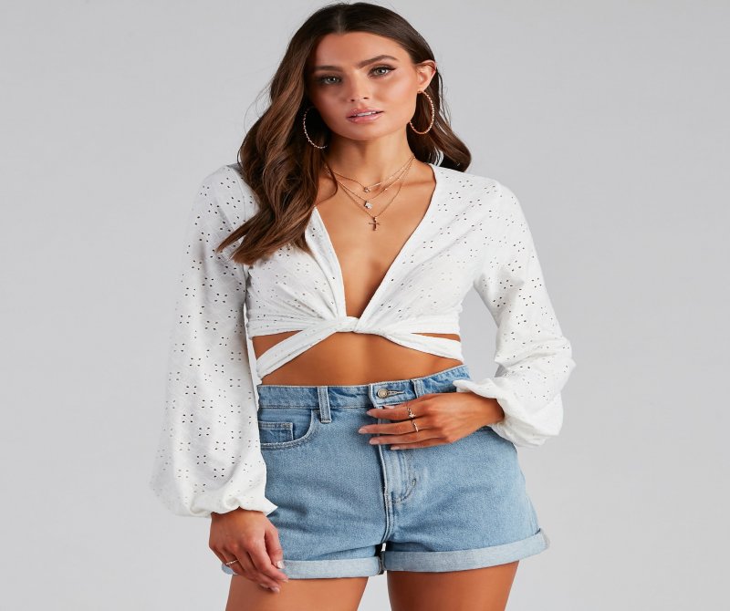 TableClothsUs Step Aside Eyelet Tie-Front Top