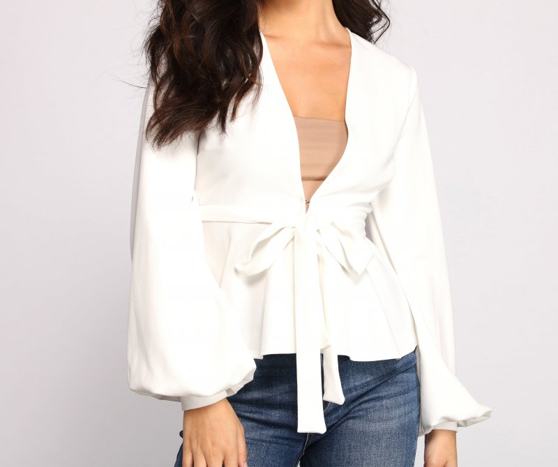 TableClothsUs Pretty And Poised Peplum Belted Top