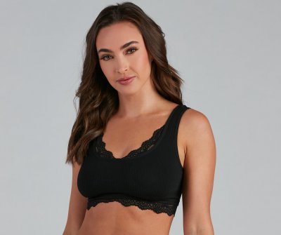 TableClothsUs Flirty Lace Trim Scoop Neck Bralette