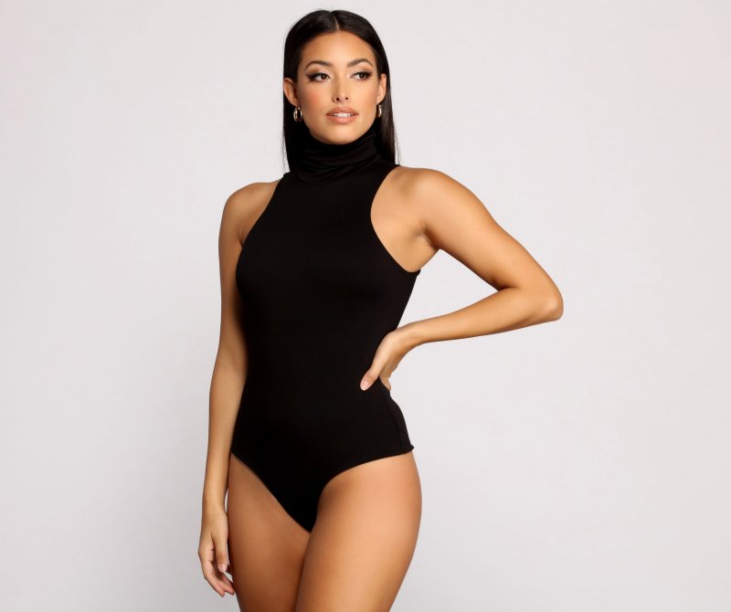 TableClothsUs Captivate Me Basic Crepe Sleeveless Bodysuit