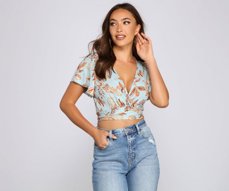 TableClothsUs Boho Moment Paisley Tie Front Top