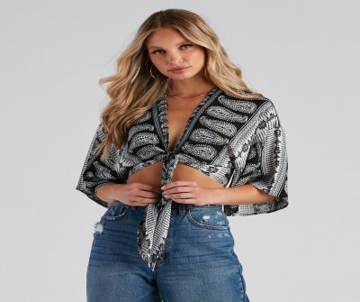 TableClothsUs Effortless Boho-Chic Tie-Front Top