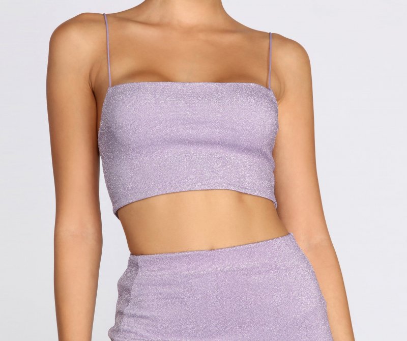 TableClothsUs Glitter Queen Knit Crop Top