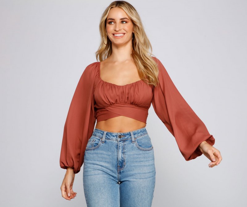 TableClothsUs Cinched And Chic Chiffon Crop Top