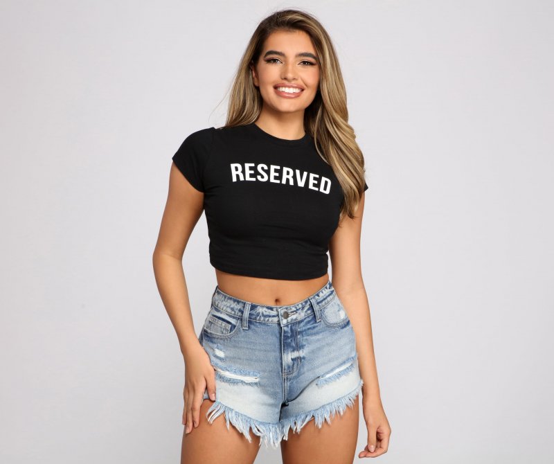 TableClothsUs Reserved Script Crop Top