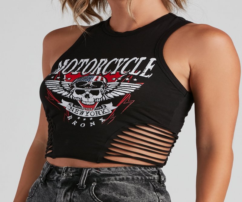 TableClothsUs Ride Or Die Graphic Slash Tank Top