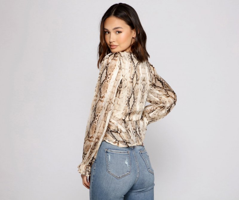 TableClothsUs Fab N'Fierce Snake Print Ruffled Top