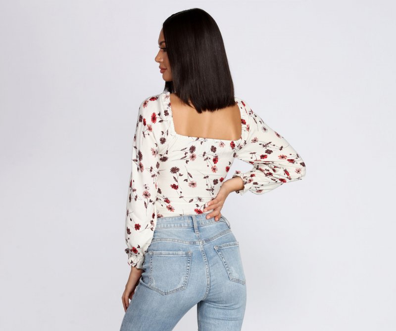 TableClothsUs Fall With Floral Tie Front Top