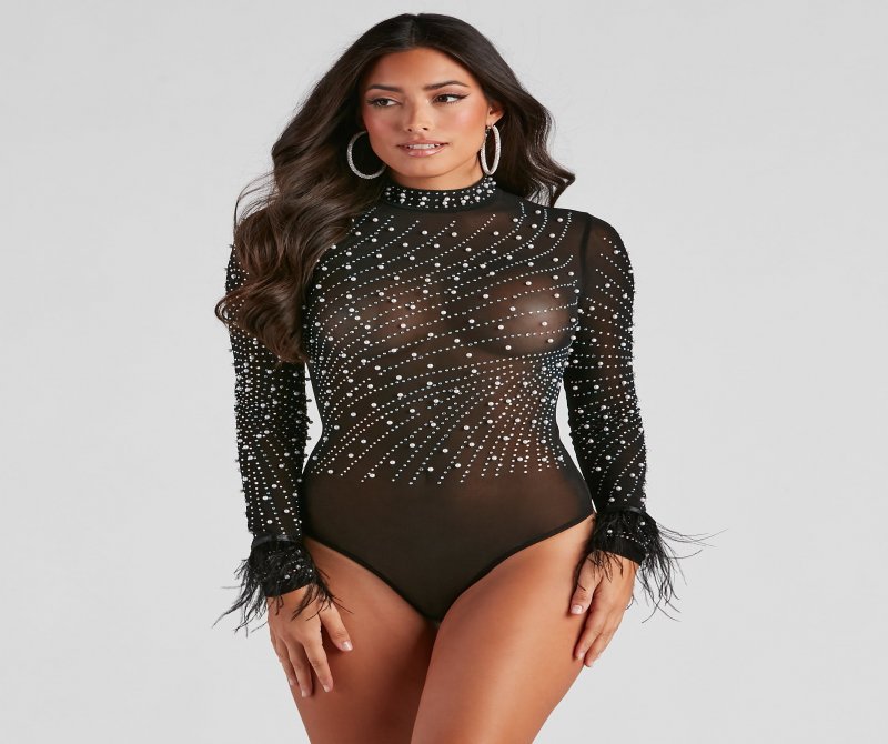 TableClothsUs Bold Chic Pearl Mesh Bodysuit