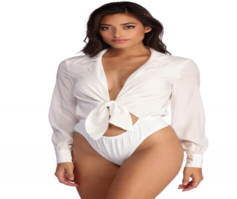 TableClothsUs Sexy Sophisticate Tie Front Bodysuit