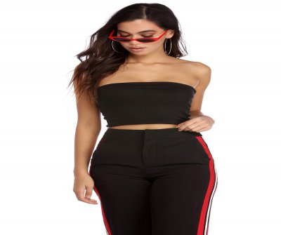 TableClothsUs Basic Ribbed Cropped Tube Top