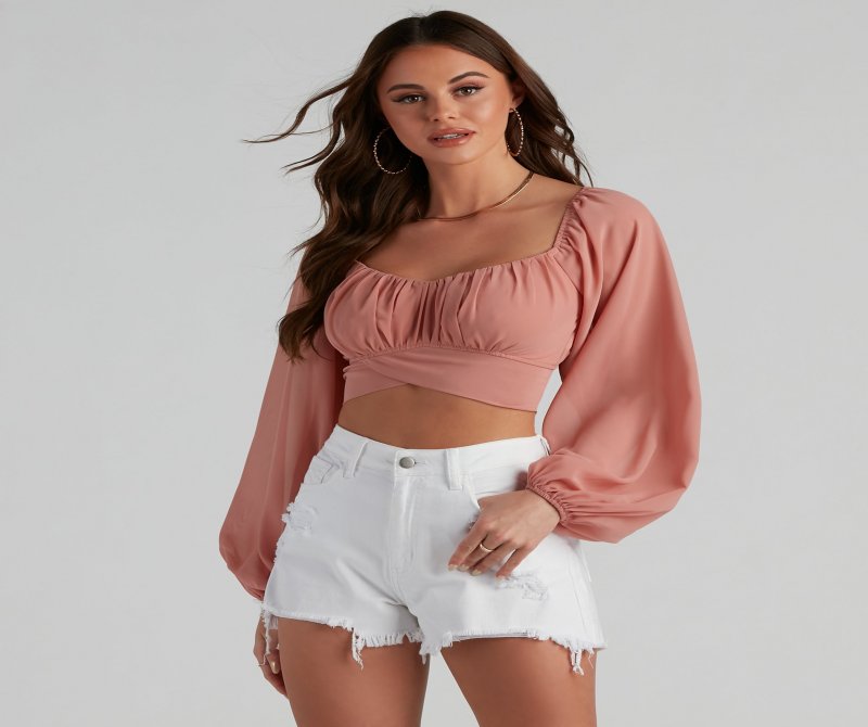 TableClothsUs Such A Daydream Chiffon Crop Top