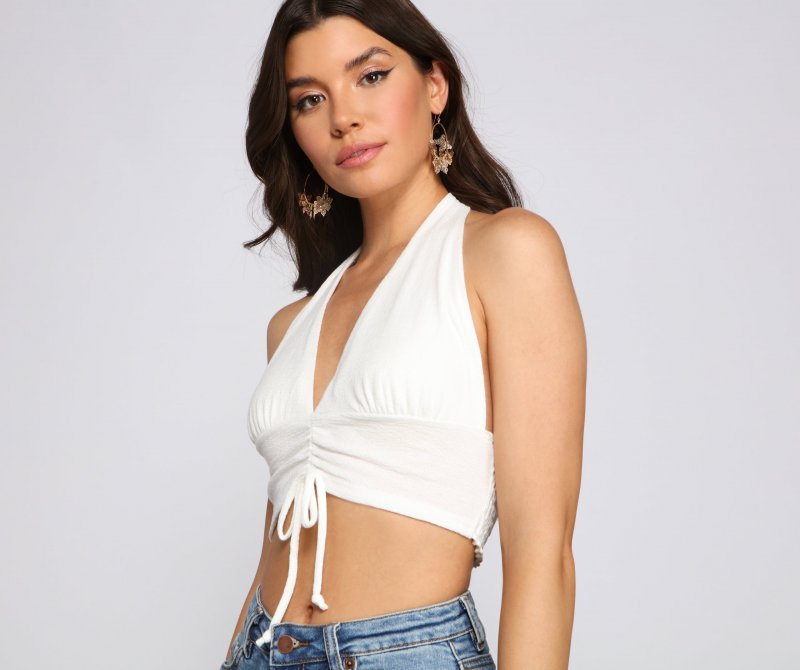 TableClothsUs Cinched And Chic Cropped Halter Top