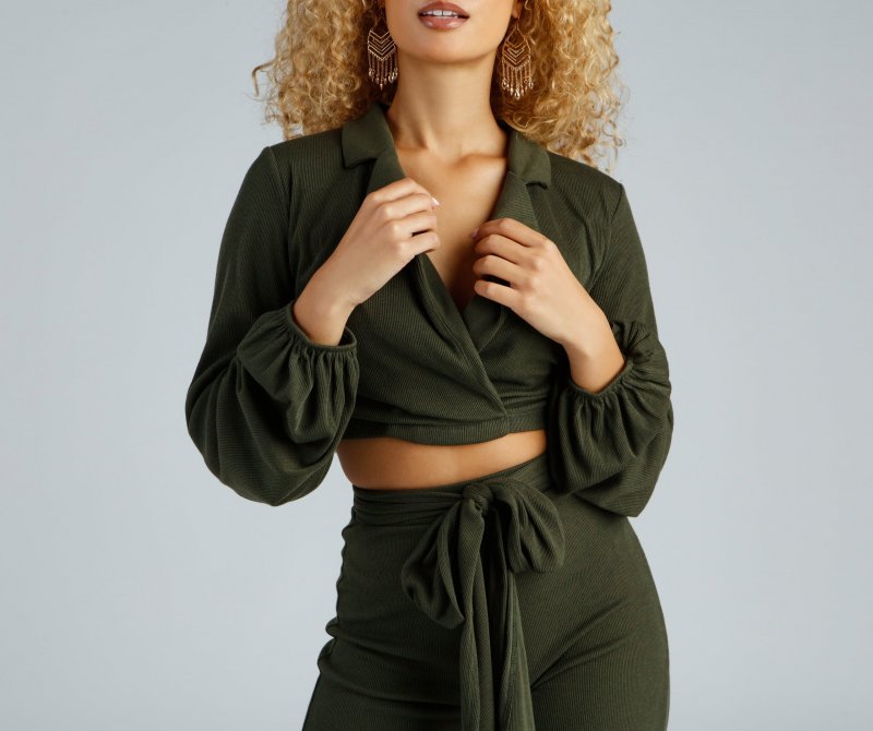 TableClothsUs Tied Together Surplice Crop Top