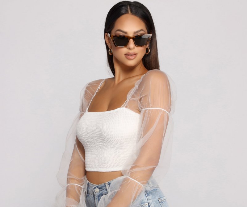 TableClothsUs Statement Stunner Smocked Puff Sleeve Crop Top