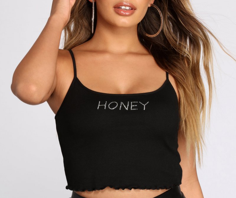 TableClothsUs Rhinestone Honey Graphic Tank