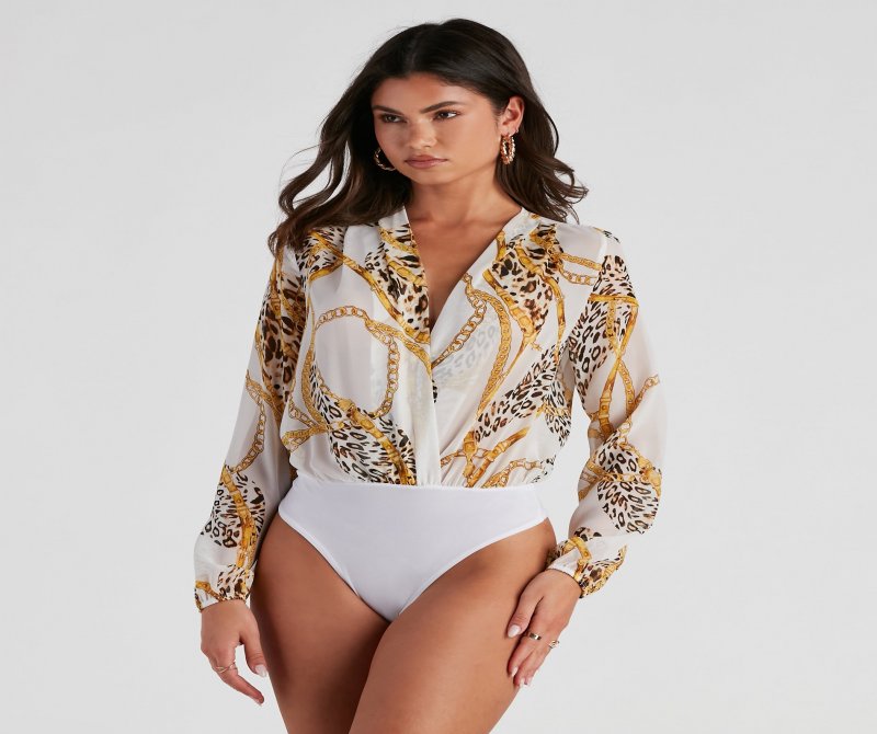 TableClothsUs Wild One Chiffon Surplice Bodysuit