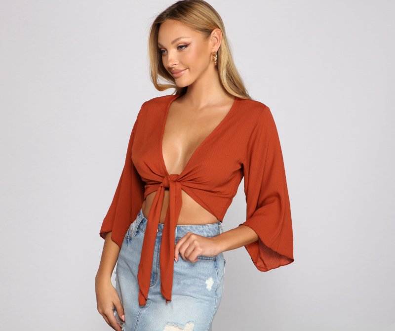 TableClothsUs Boho Daze Tie Front Top