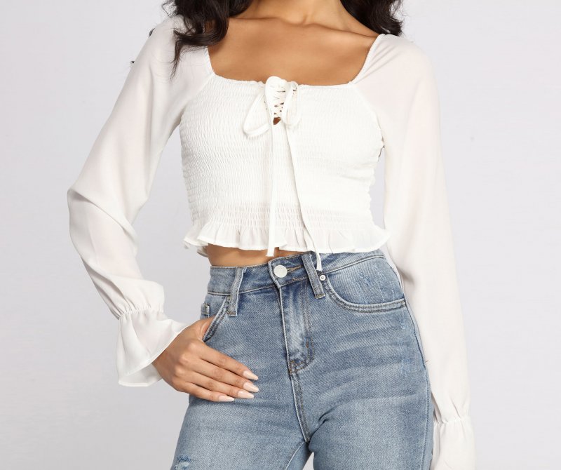 TableClothsUs Sweet Thing Ruffle Smocked Crop Top