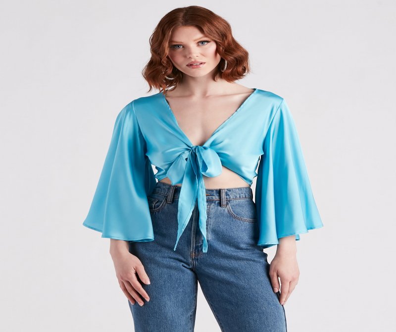 TableClothsUs Silky Chic Kimono Tie-Front Top