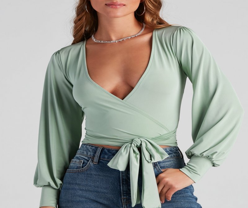 TableClothsUs Slinky Knit Wrap Front Top