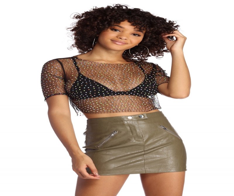 TableClothsUs Meshing You Heat Stone Crop Top