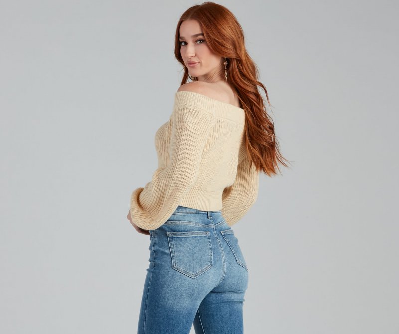 TableClothsUs Stay Cute Off-the-Shoulder Sweater