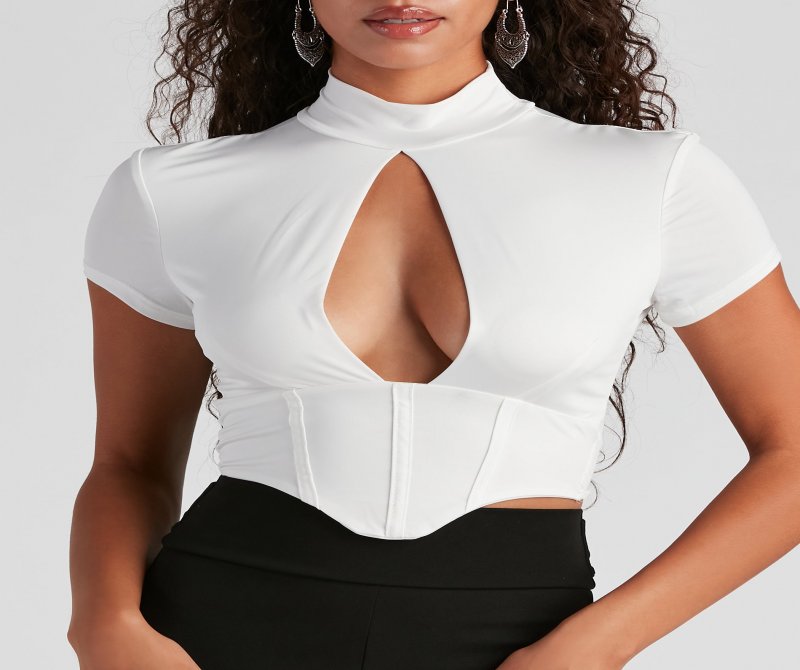 TableClothsUs Small Rewards Mock Neck Corset Top