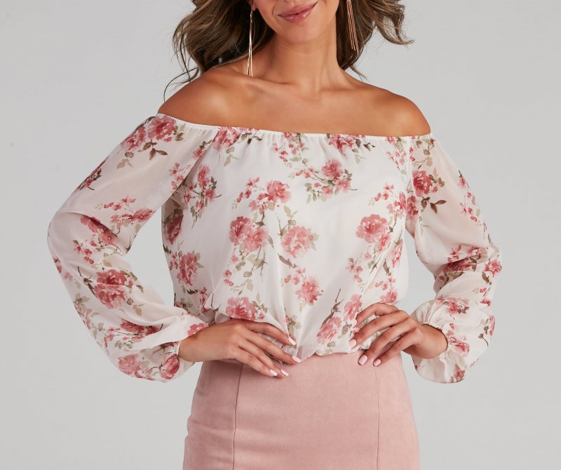 TableClothsUs Day Soiree Floral Chiffon Blouse