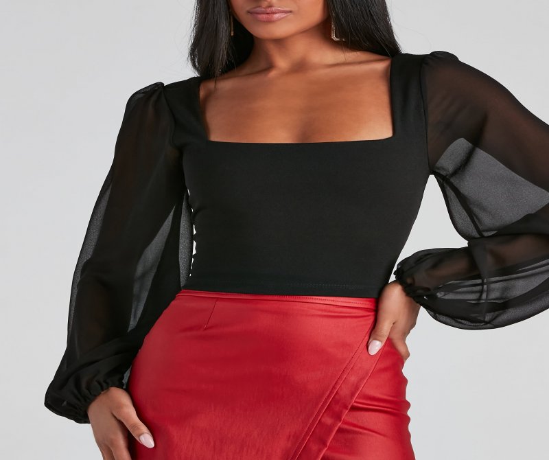 TableClothsUs Classy Chic Chiffon Crop Top