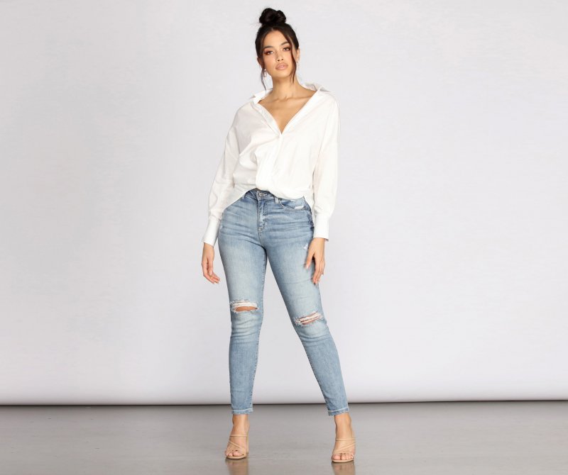 TableClothsUs Wrap Front Poplin Top