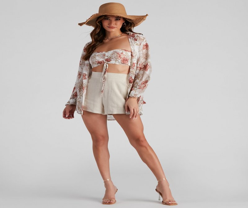 TableClothsUs Blushing Tropics Button-Up Top