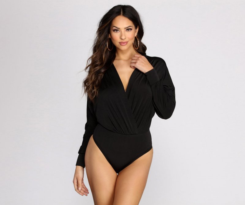 TableClothsUs My Oh My Plunging Surplice Bodysuit