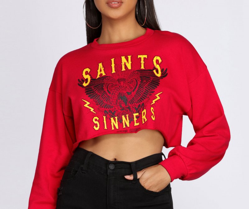 TableClothsUs Sinner Crop Crew Neck