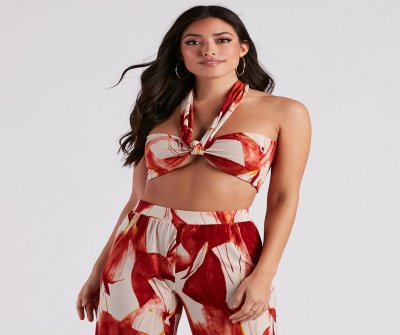 TableClothsUs Island Time Floral Cropped Tube Top