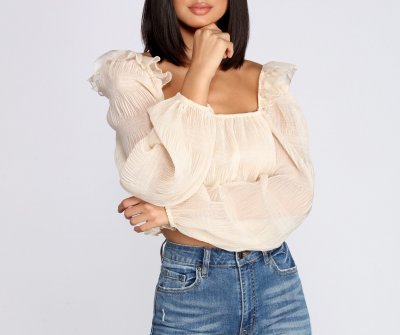 TableClothsUs Crinkle Detail Square Neck Blouse