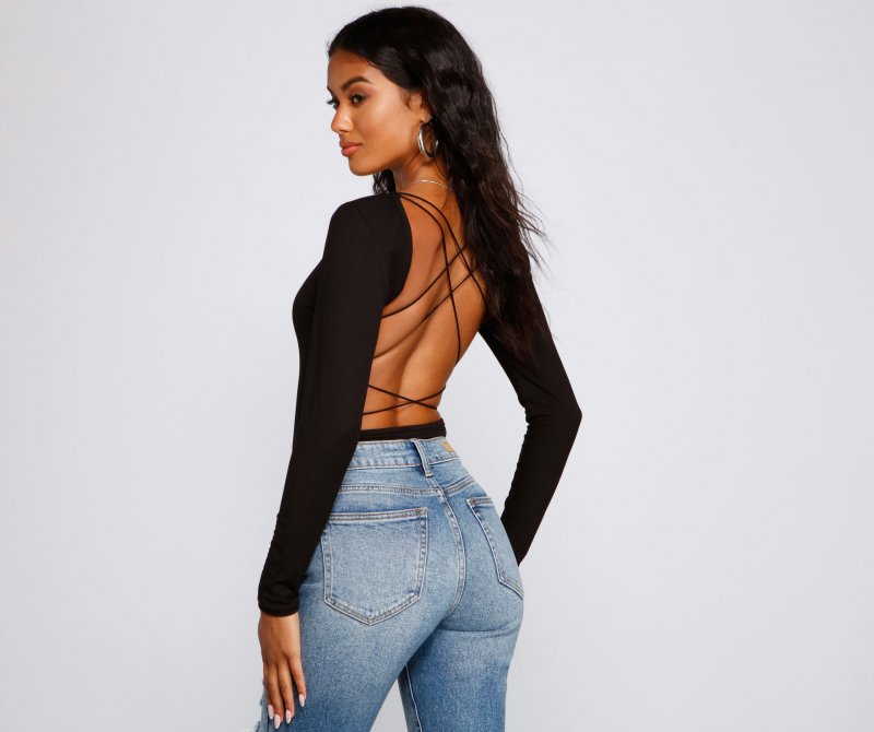 TableClothsUs Falling For Basics Open Back Bodysuit