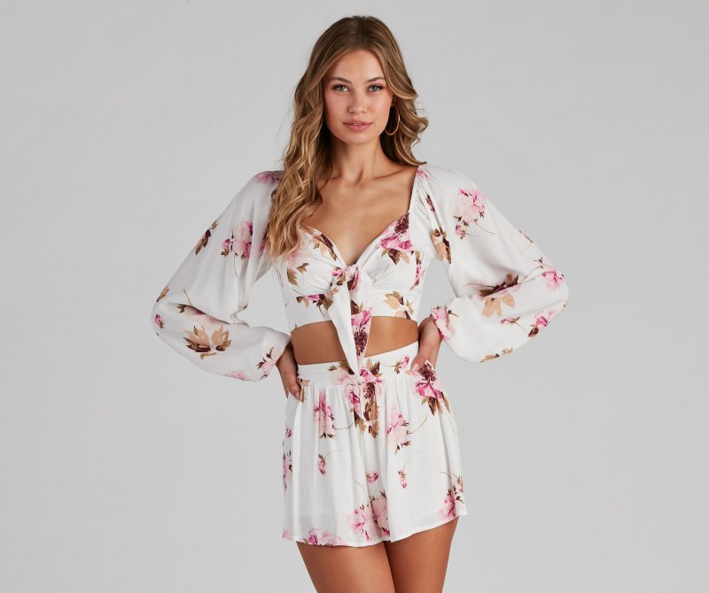 TableClothsUs Too Sweet Tie-Front Floral Top