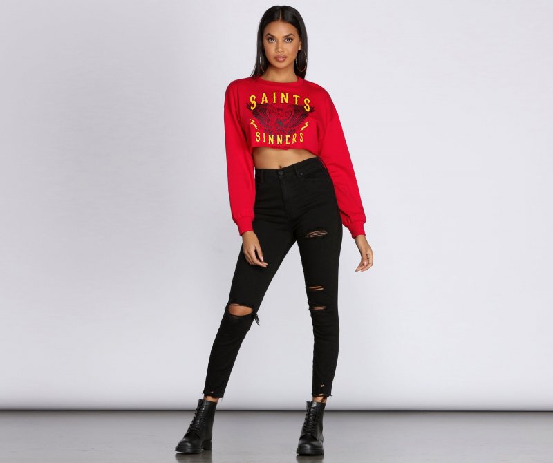 TableClothsUs Sinner Crop Crew Neck