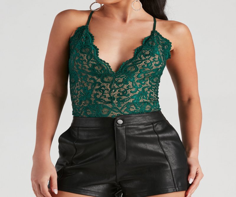 TableClothsUs See Me In Lace Scallop Bodysuit