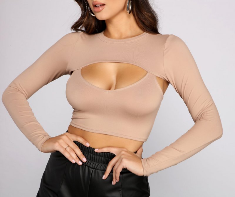 TableClothsUs Long Sleeve Crop Top With Topper