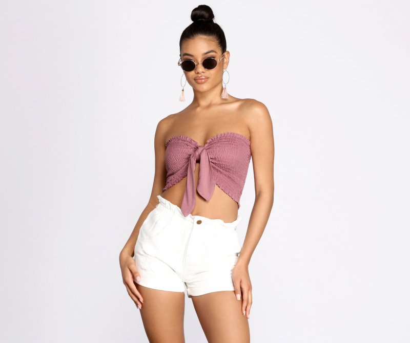 TableClothsUs Smocked Tie Front Tube Top