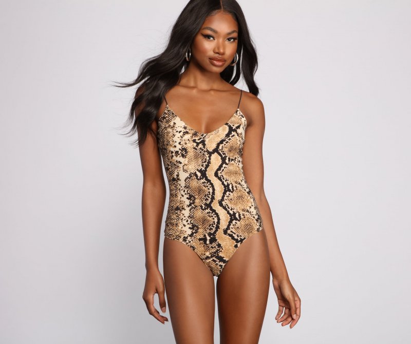 TableClothsUs Wild And Free Snake Print Bodysuit