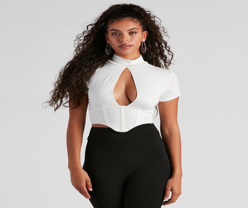 TableClothsUs Small Rewards Mock Neck Corset Top