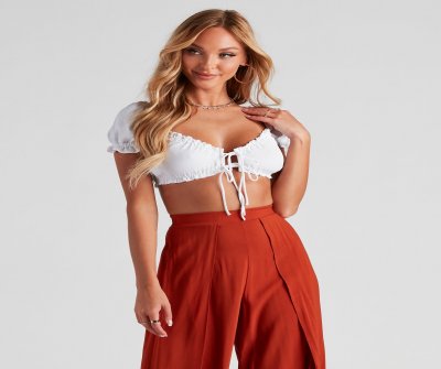 TableClothsUs Lovely Day Peasant Crop Top