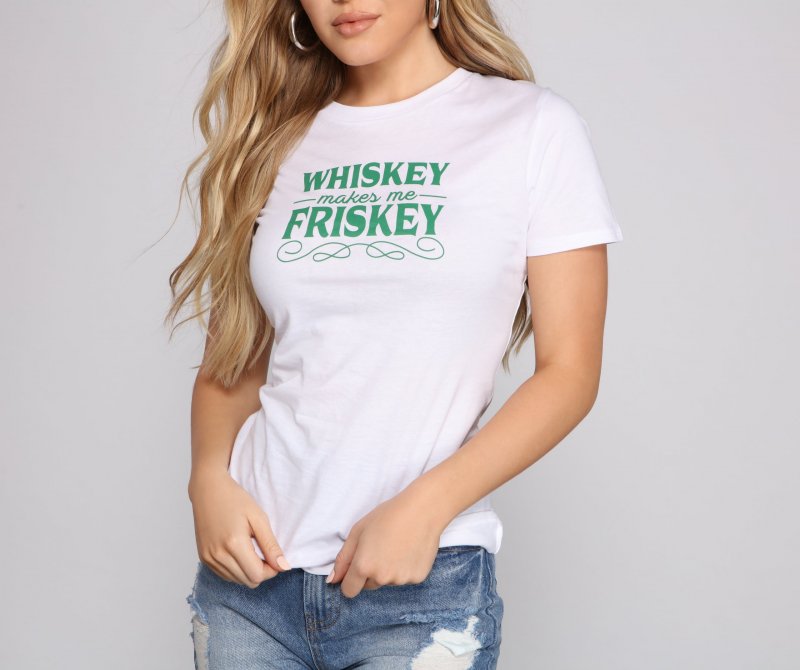 TableClothsUs Whiskey Makes Me Frisky Graphic Tee